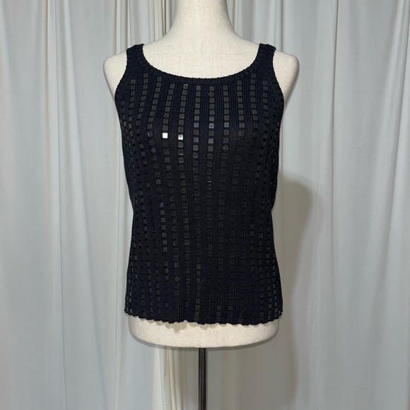 Laundry By Shelli Segal Tops - Laundry by Shelli Segal Black Sequin Sleeveless Knit Sweater Tank Top